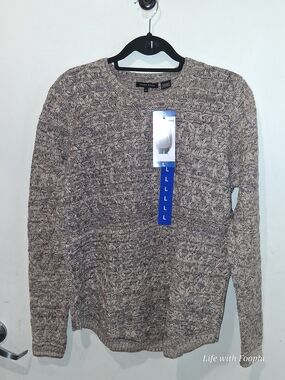 JEANNE PIERRE Men's Heathered Taupe Crewneck Sweater